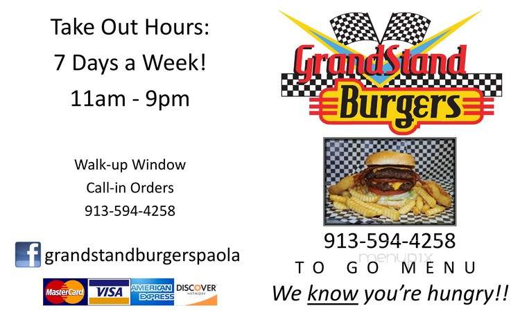 Grandstand Burgers - Paola, KS